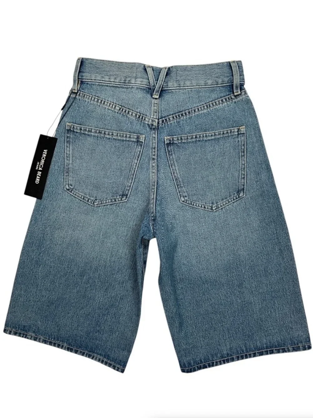 Veronica Beard Charlotte High Rise Bermuda Denim Shorts 24 Jorts Blue NEW